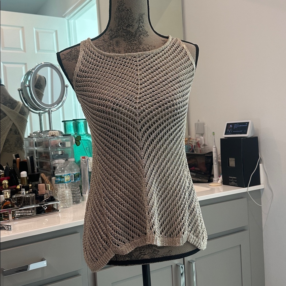 Guess XS Gold Knit Sleeveless Top backless sexy for the beach.